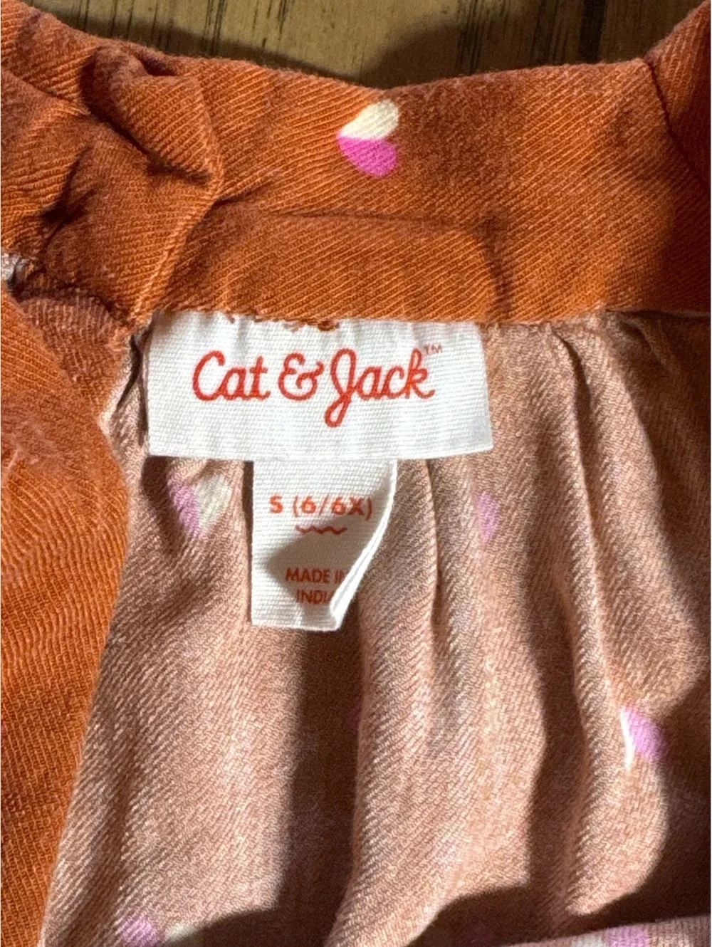 Cat & Jack Girls Rust Heart Print Tiered Dress with Pockets Size Small (6/6X)